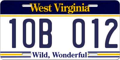 WV license plate 1OB012