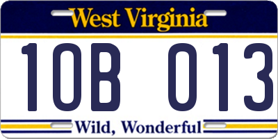 WV license plate 1OB013