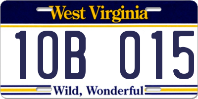 WV license plate 1OB015