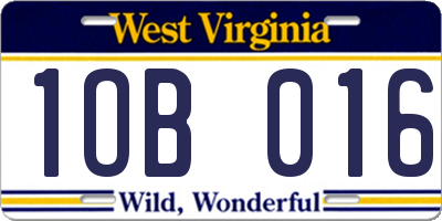 WV license plate 1OB016