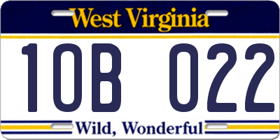 WV license plate 1OB022