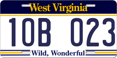 WV license plate 1OB023
