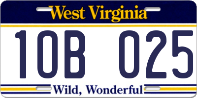 WV license plate 1OB025
