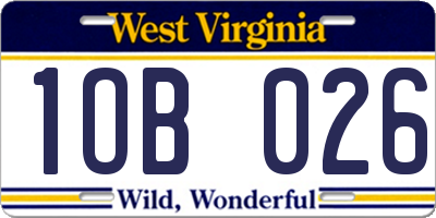 WV license plate 1OB026