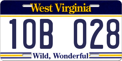 WV license plate 1OB028