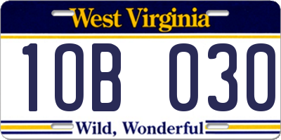 WV license plate 1OB030