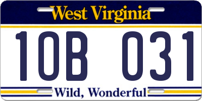 WV license plate 1OB031