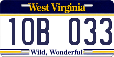 WV license plate 1OB033