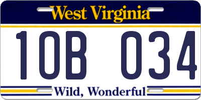 WV license plate 1OB034