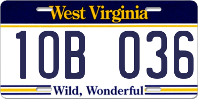 WV license plate 1OB036