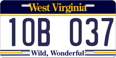 WV license plate 1OB037