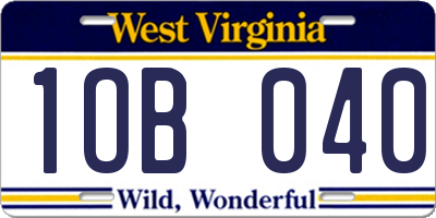 WV license plate 1OB040