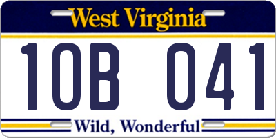 WV license plate 1OB041