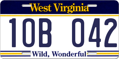 WV license plate 1OB042