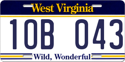 WV license plate 1OB043