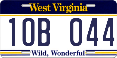 WV license plate 1OB044
