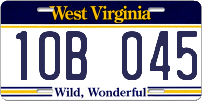 WV license plate 1OB045