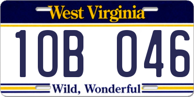 WV license plate 1OB046