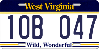 WV license plate 1OB047
