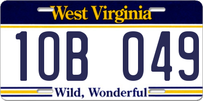 WV license plate 1OB049