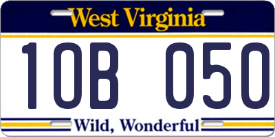 WV license plate 1OB050