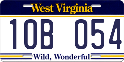 WV license plate 1OB054