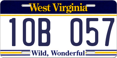 WV license plate 1OB057