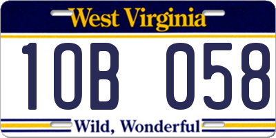 WV license plate 1OB058