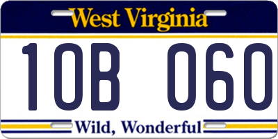 WV license plate 1OB060