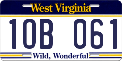 WV license plate 1OB061