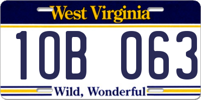 WV license plate 1OB063