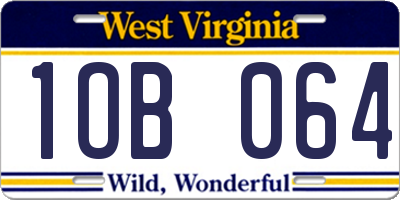 WV license plate 1OB064
