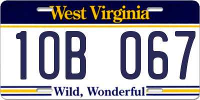 WV license plate 1OB067