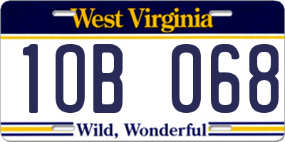 WV license plate 1OB068