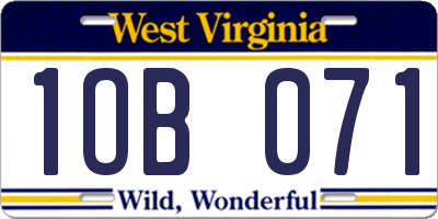 WV license plate 1OB071