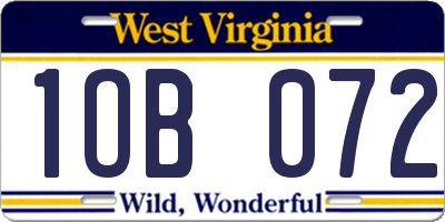 WV license plate 1OB072