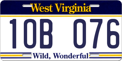 WV license plate 1OB076