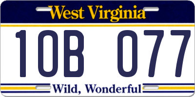 WV license plate 1OB077