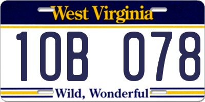 WV license plate 1OB078
