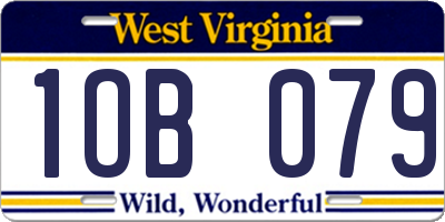 WV license plate 1OB079