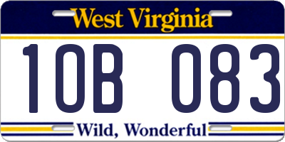 WV license plate 1OB083