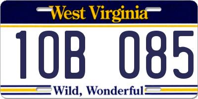 WV license plate 1OB085