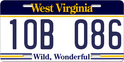 WV license plate 1OB086