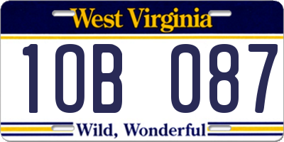 WV license plate 1OB087