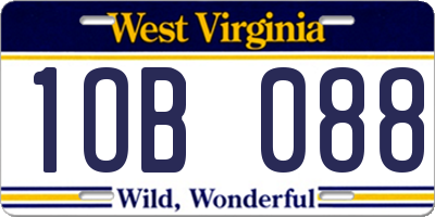 WV license plate 1OB088