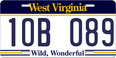 WV license plate 1OB089