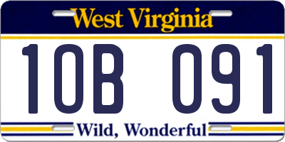 WV license plate 1OB091