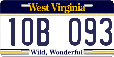 WV license plate 1OB093