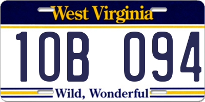 WV license plate 1OB094