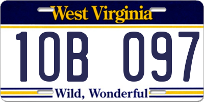 WV license plate 1OB097